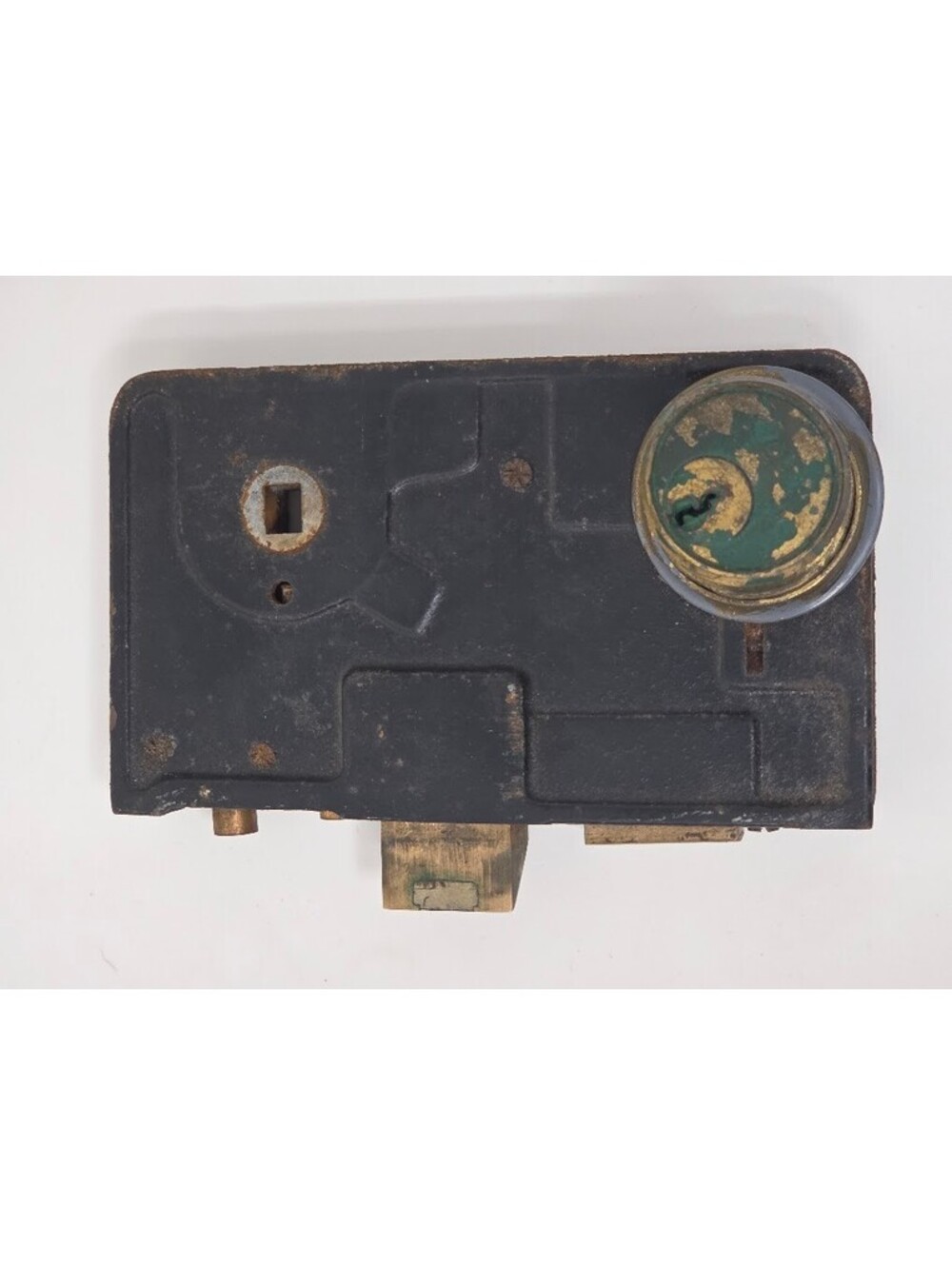 Vintage Yale Rim Door Lock Body Cast Iron Surface Mount Lock Mechanism
